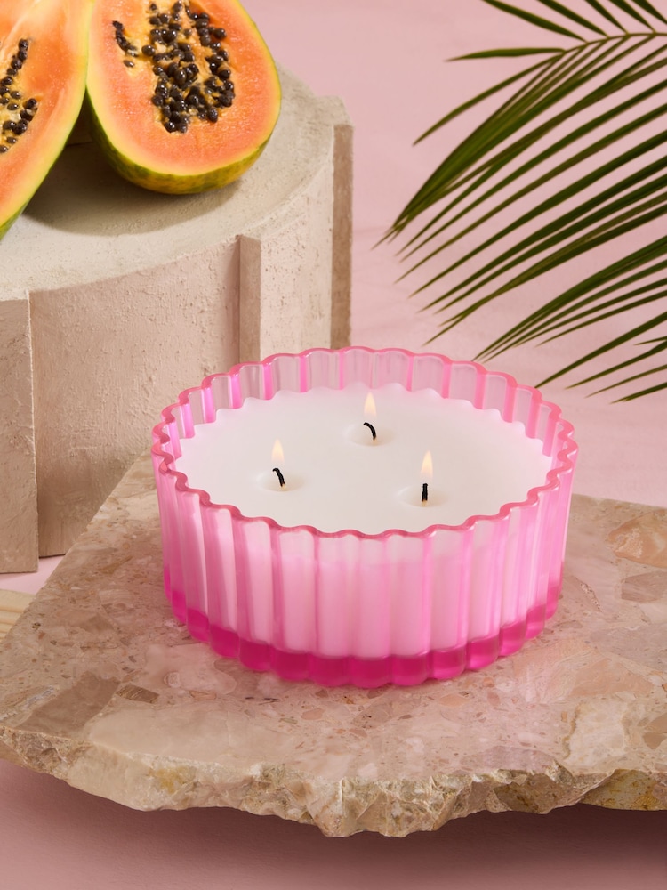 Watermelon Papaya Tropical Floral 3 Wick Candle - Image 1 of 3