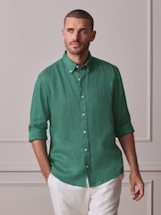 Green Linen Long Sleeve Shirt - Image 1 of 8