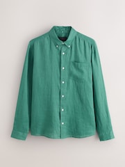 Green Linen Long Sleeve Shirt - Image 6 of 8