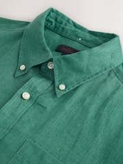 Green Linen Long Sleeve Shirt - Image 8 of 8