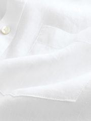 White Long Sleeve 100% Linen Signature Shirt - Image 10 of 10