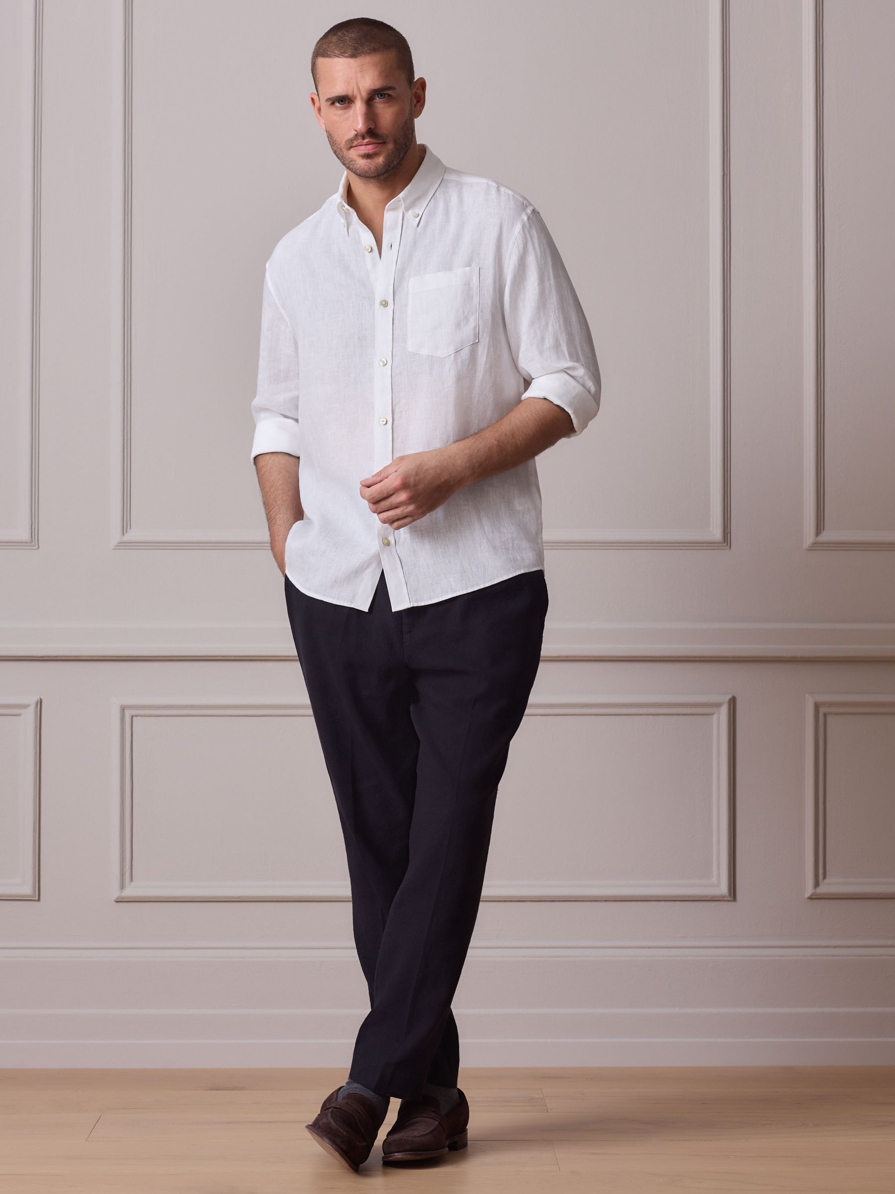 【涙の週末大特価】Y's for men ホワイトリネンシャツ Next：日本 ホワイト - Signature リネン 100% シャツ from Next Japan