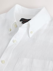 White Long Sleeve 100% Linen Signature Shirt - Image 9 of 10