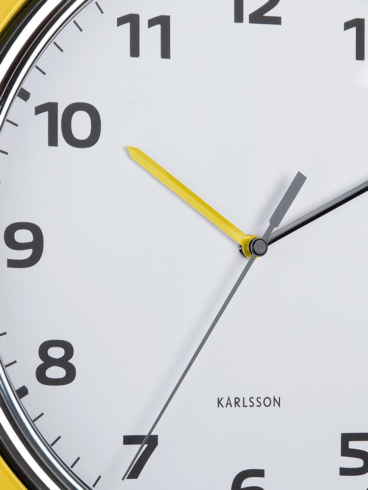 Karlsson Bright Yellow Modern Retro Wall Clock - Image 4 of 4 Karlsson Bright Yellow Modern Retro Wall Clock - Image 4 of 4