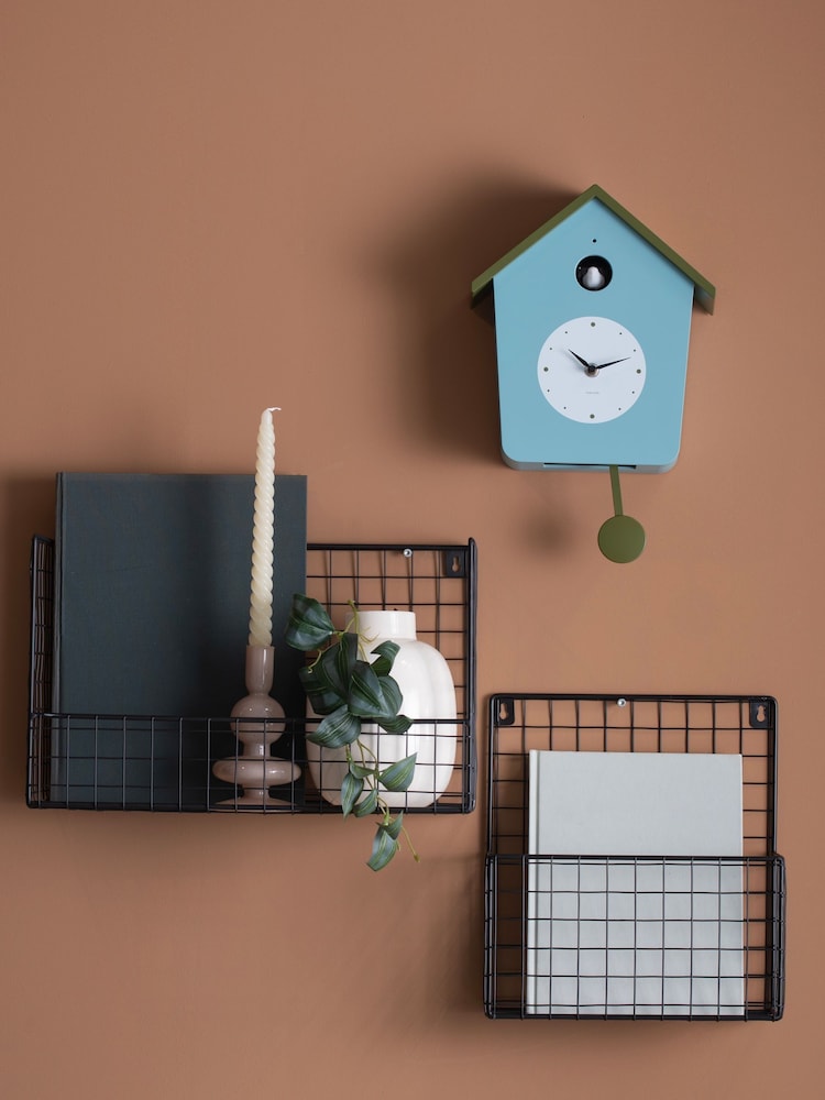 Karlsson Misty Blue Army Green Cuckoo Wall Clock - Image 1 of 4 Karlsson Misty Blue Army Green Cuckoo Wall Clock - Image 1 of 4