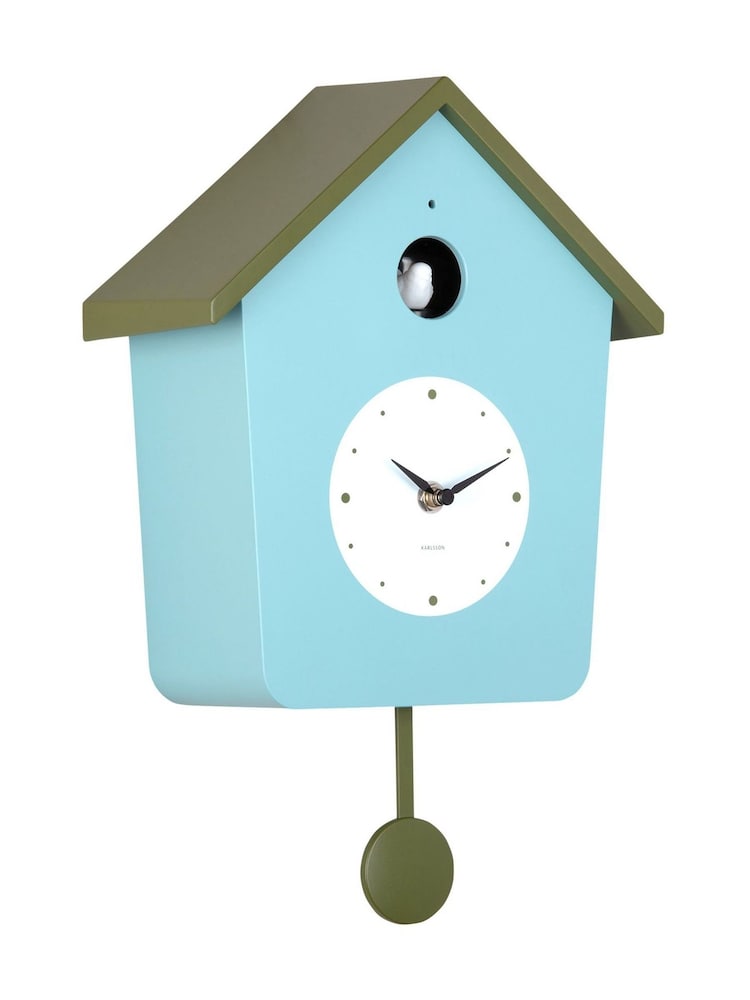 Karlsson Misty Blue Army Green Cuckoo Wall Clock - Image 2 of 4 Karlsson Misty Blue Army Green Cuckoo Wall Clock - Image 2 of 4