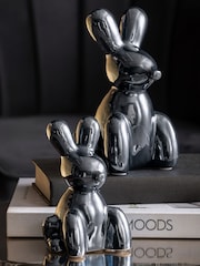 Present Time Black Plated Balloon Bunny Statue - Image 1 of 4