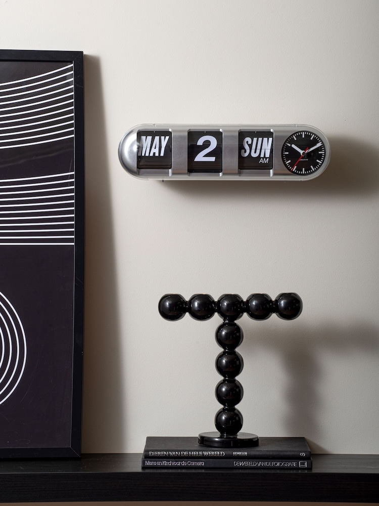 Karlsson Silver Tube Flip Wall Clock - Image 1 of 5