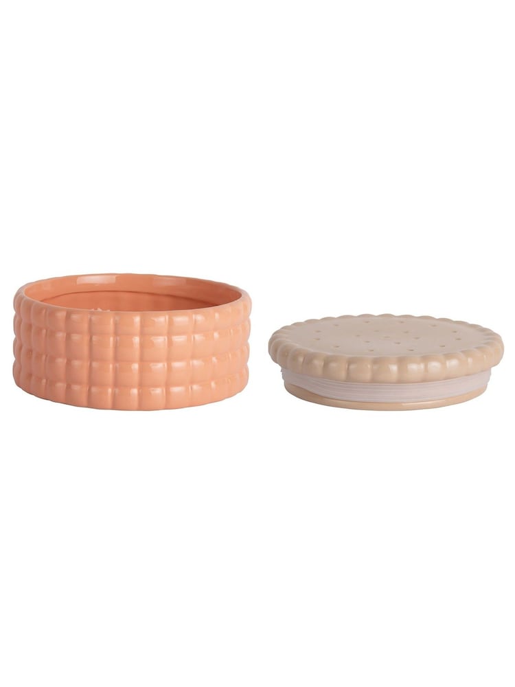 Present Time Peach Orange Biscuit Box Storage Jar - Image 3 of 3