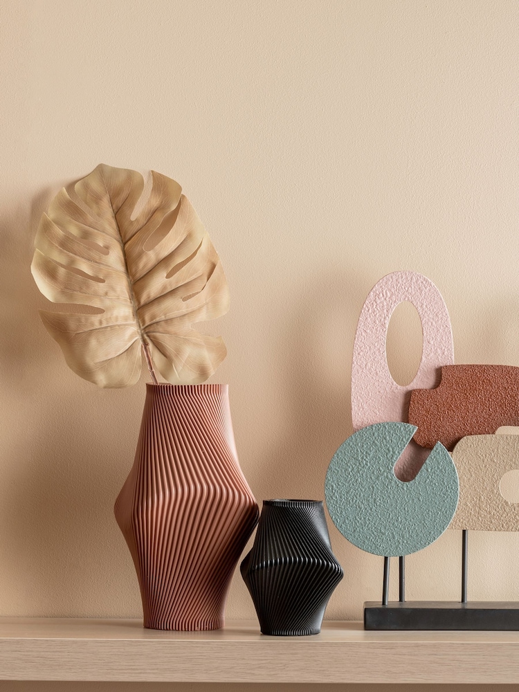 Present Time Black Twisted Rib Vase - Image 1 of 5