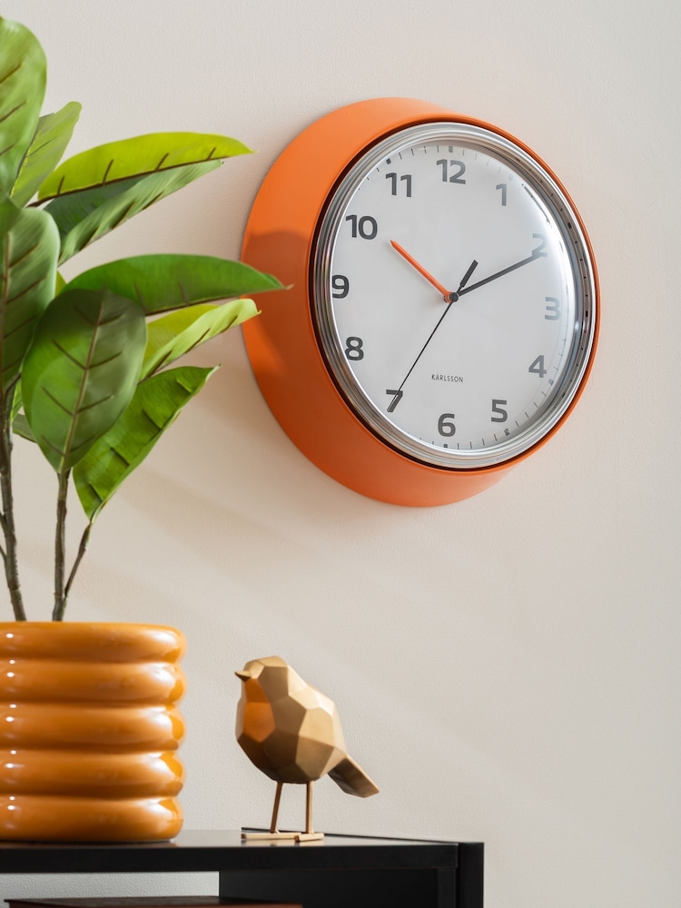 Karlsson Bright Orange Modern Retro Wall Clock - Image 1 of 4