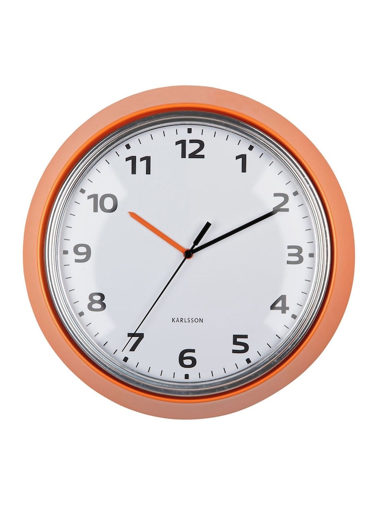 Karlsson Bright Orange Modern Retro Wall Clock - Image 2 of 4