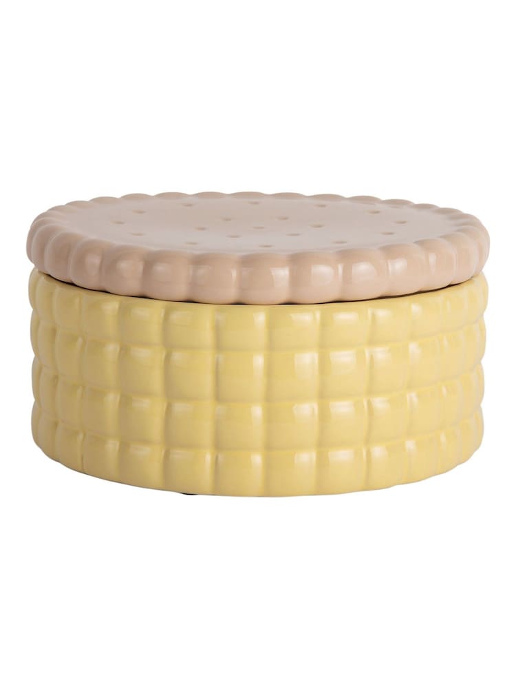 Present Time Soft Yellow Biscuit Box Storage Jar - Image 3 of 3
