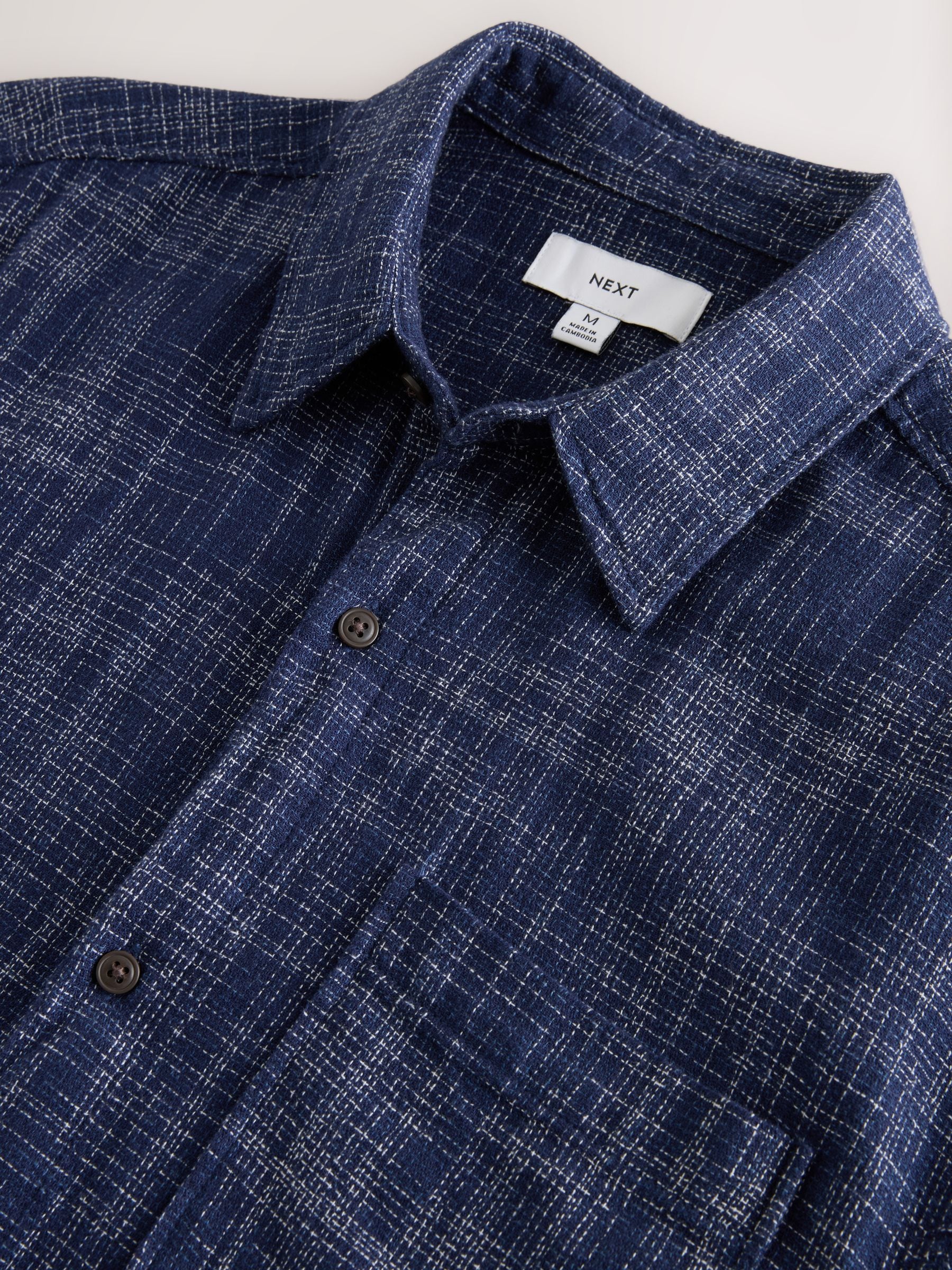 Buy Indigo Blue Textured Crosshatch Short Sleeve Shirt from Next USA