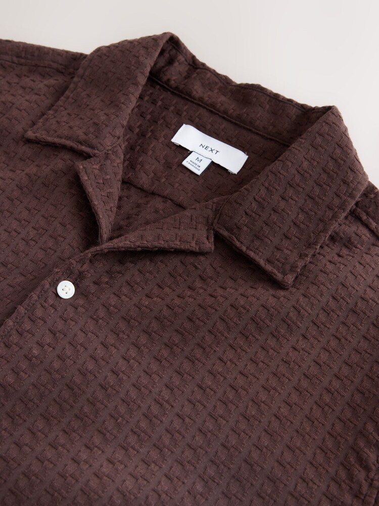 بني - قميص بكم قصير مزركش - صورة 7 من 7 بني - قميص بكم قصير مزركش - صورة 7 من 7