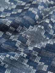 Blue Textured Navajo Style Short Sleeve Shirt - Image 6 of 7