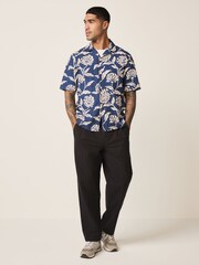 Indigo Blue Floral Print Short Sleeve Shirt - Image 2 of 4