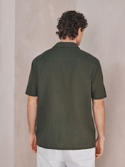 Green Linen Tencel Blend Short Sleeve Shirt - Image 3 of 9