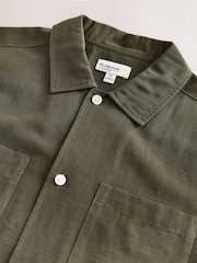 Green Linen Tencel Blend Short Sleeve Shirt - Image 8 of 9