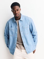 Albastru - Denim Overshirt Shacket - Imaginea 1 din 9