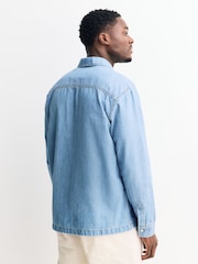 Albastru - Denim Overshirt Shacket - Imaginea 4 din 9