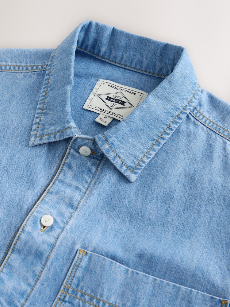 Albastru - Denim Overshirt Shacket - Imaginea 9 din 9