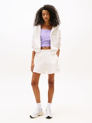 Tommy Jeans White Boxy Crop Zip Hoodie - Image 3 of 5