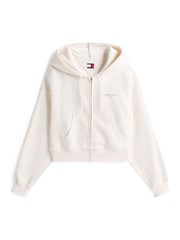 Tommy Jeans White Boxy Crop Zip Hoodie - Image 5 of 5