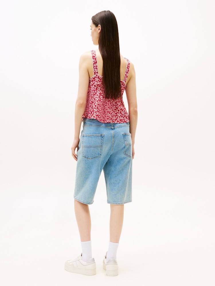 Tommy Jeans Red Scalloped Trim Sleeveless Blouse - Image 2 of 5