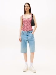 Tommy Jeans Red Scalloped Trim Sleeveless Blouse - Image 3 of 5