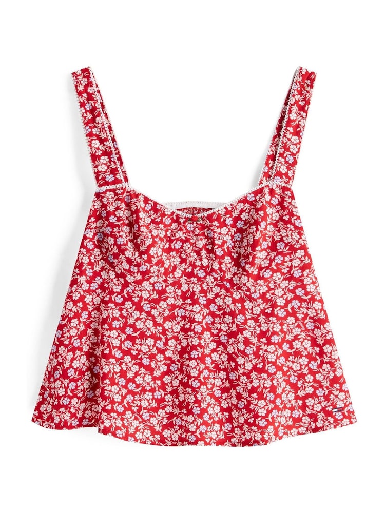 Tommy Jeans Red Scalloped Trim Sleeveless Blouse - Image 5 of 5