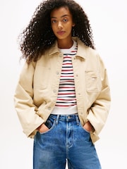 Tommy Jeans Brown Badge Boxy Padded Chore Jacket - Image 1 of 5