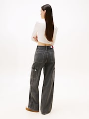 Tommy Jeans White Slim Cropped Long Sleeve T-Shirt - Image 4 of 5