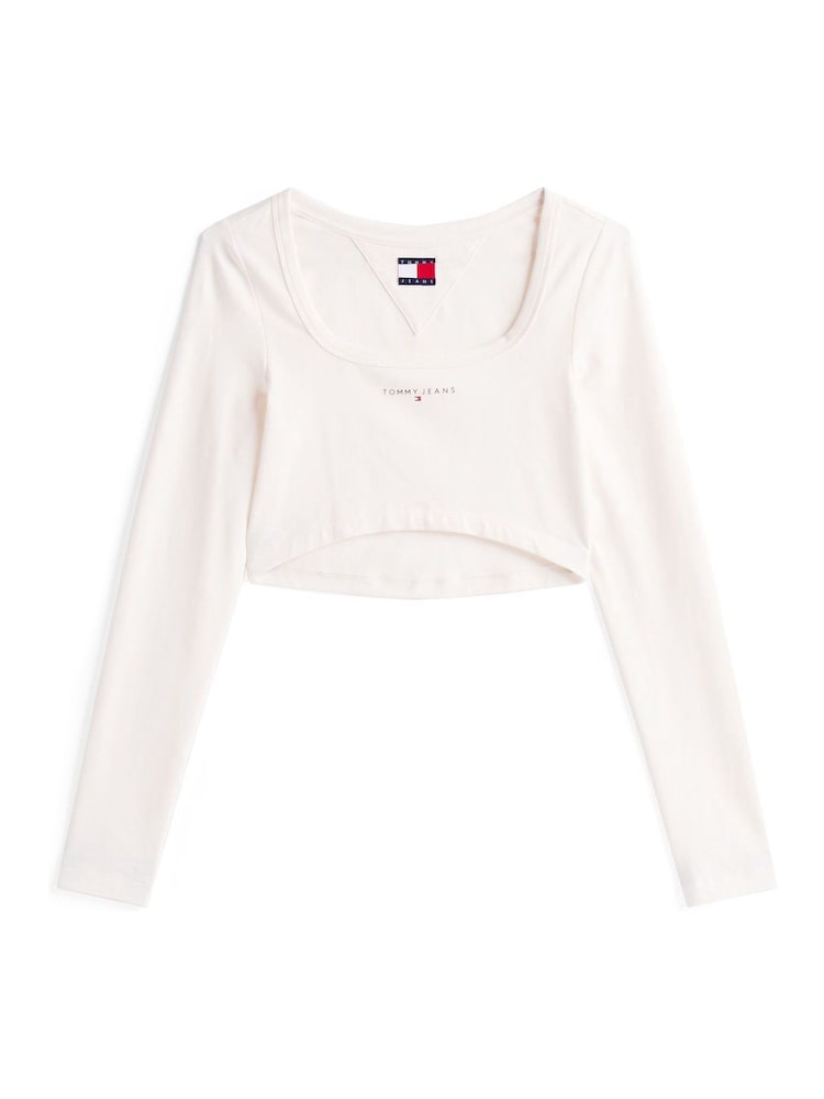 Tommy Jeans White Slim Cropped Long Sleeve T-Shirt - Image 5 of 5