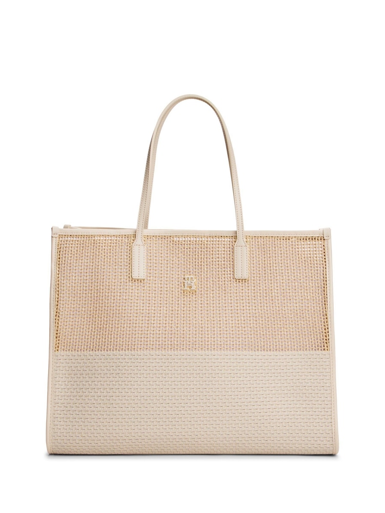Tommy Hilfiger Cream Tote City Woven Tote Bag - Image 1 of 5