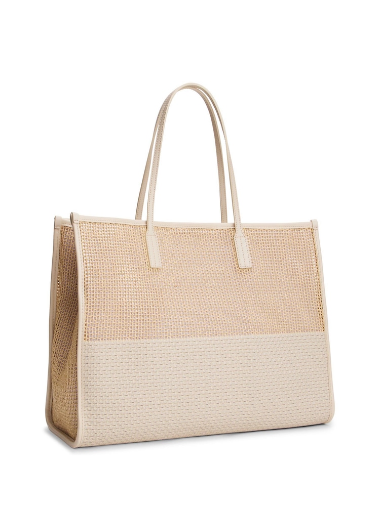 Tommy Hilfiger Cream Tote City Woven Tote Bag - Image 2 of 5
