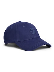 Azul - Tommy Hilfiger 100% Cotton Monogram Embroidery Baseball Cap - Imagem 1 de 3