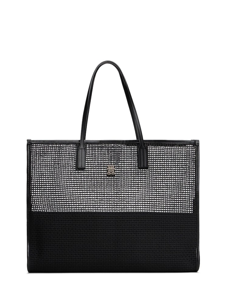 Tommy Hilfiger Black Tote City Woven Tote Bag - Image 1 of 5 Tommy Hilfiger Black Tote City Woven Tote Bag - Image 1 of 5
