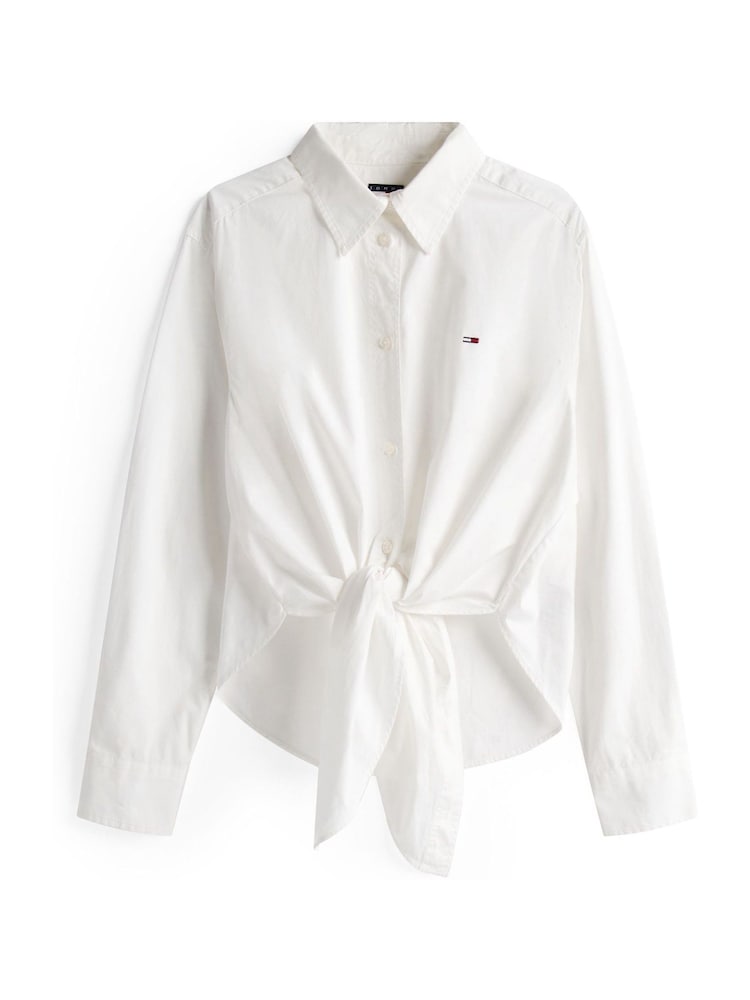 Tommy Jeans Natural Relaxed Fit Self-Tie Shirt - Image 4 of 4 Tommy Jeans Natural Relaxed Fit Self-Tie Shirt - Image 4 of 4