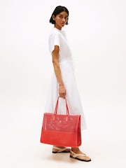 Tommy Hilfiger Red Tote City Woven Tote Bag - Image 5 of 5