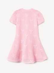 Self-Portrait Pink Bow Crochet Knit Dress - Image 2 of 2