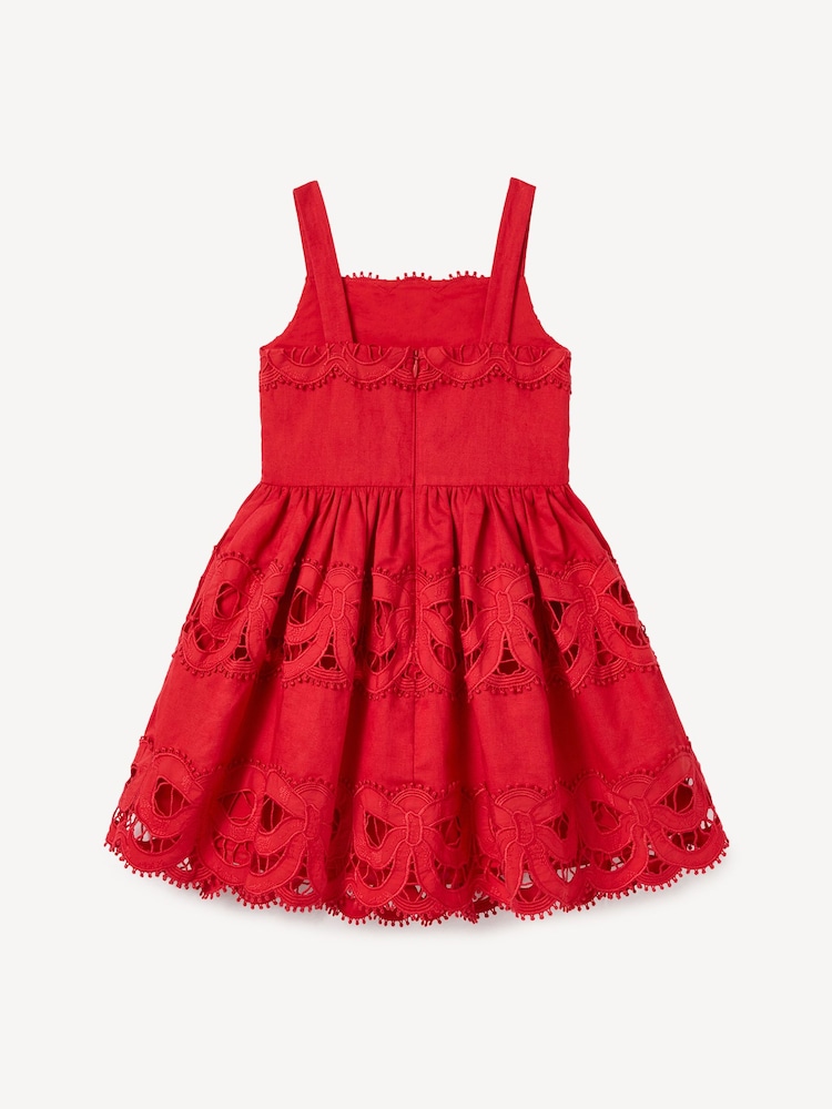 Self-Portrait Red Linen Bow Dress - Image 2 of 2