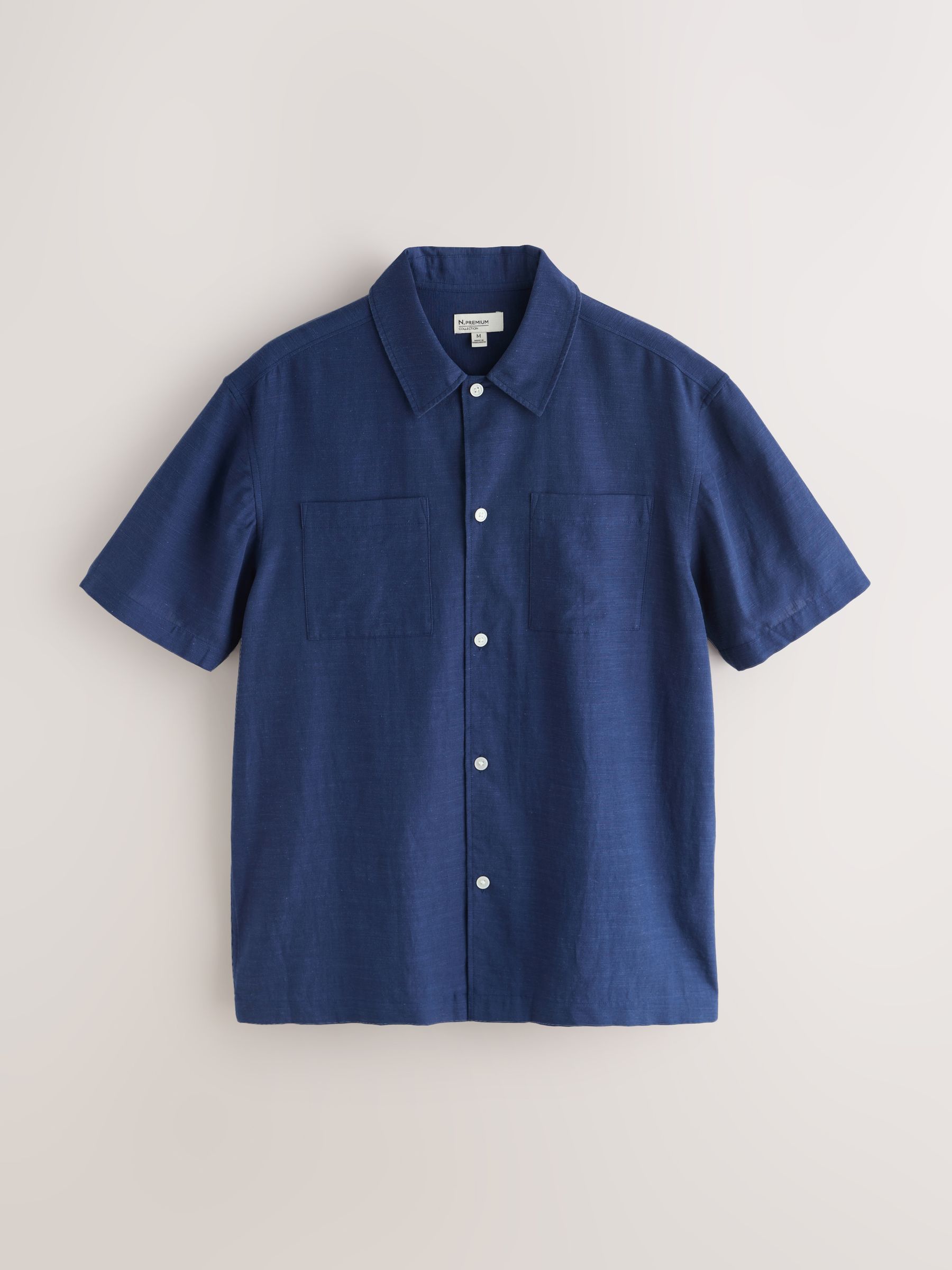 Buy Navy N.Premium Linen Tencel Blend Short Sleeve Shirt from Next