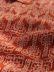Red Cotton Linen Printed Short Sleeve Shirt - Image 7 of 7