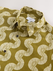 Green Cotton Linen Printed Short Sleeve Shirt - Image 7 of 7
