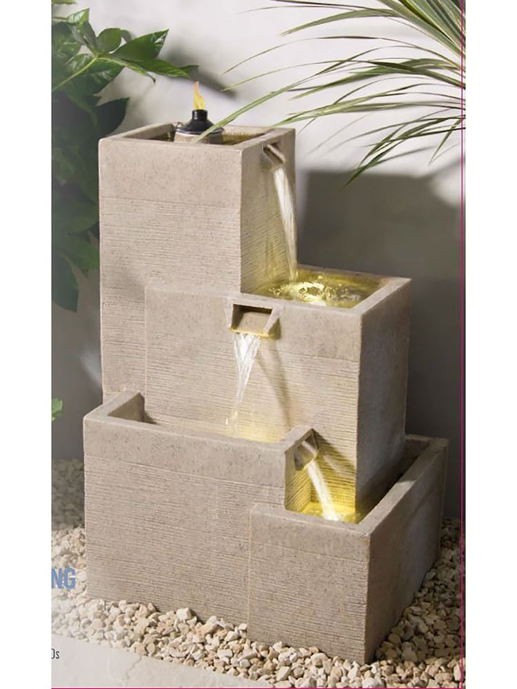 Premier Decorations Ltd Grey 81cm Cascading Oil Torch and Water Feature - Image 2 of 2