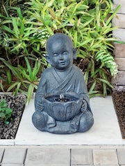 Premier Decorations Ltd Grey 44cm 4 LED Solar Baby Buddha Water Feature - Image 1 of 3