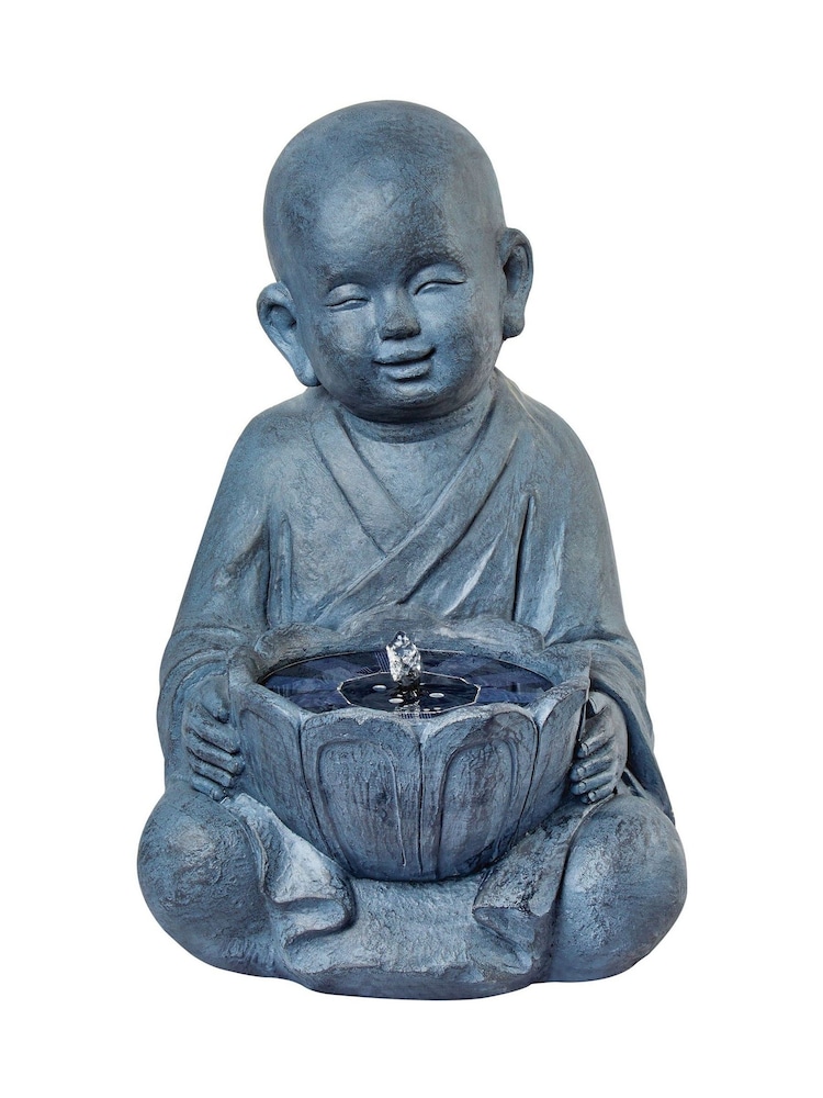 Premier Decorations Ltd Grey 44cm 4 LED Solar Baby Buddha Water Feature - Image 2 of 3