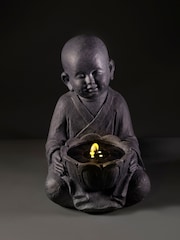 Premier Decorations Ltd Grey 44cm 4 LED Solar Baby Buddha Water Feature - Image 3 of 3