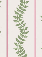 Graham & Brown Pink & Green Laurel Leaf Stripe 10M Wallpaper - Image 2 of 4